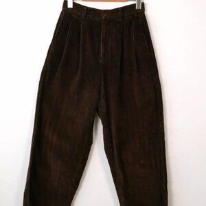 Eddie Bauer Dark Brown Corduroy High waisted tapered Pants/Pleated Pants/W25